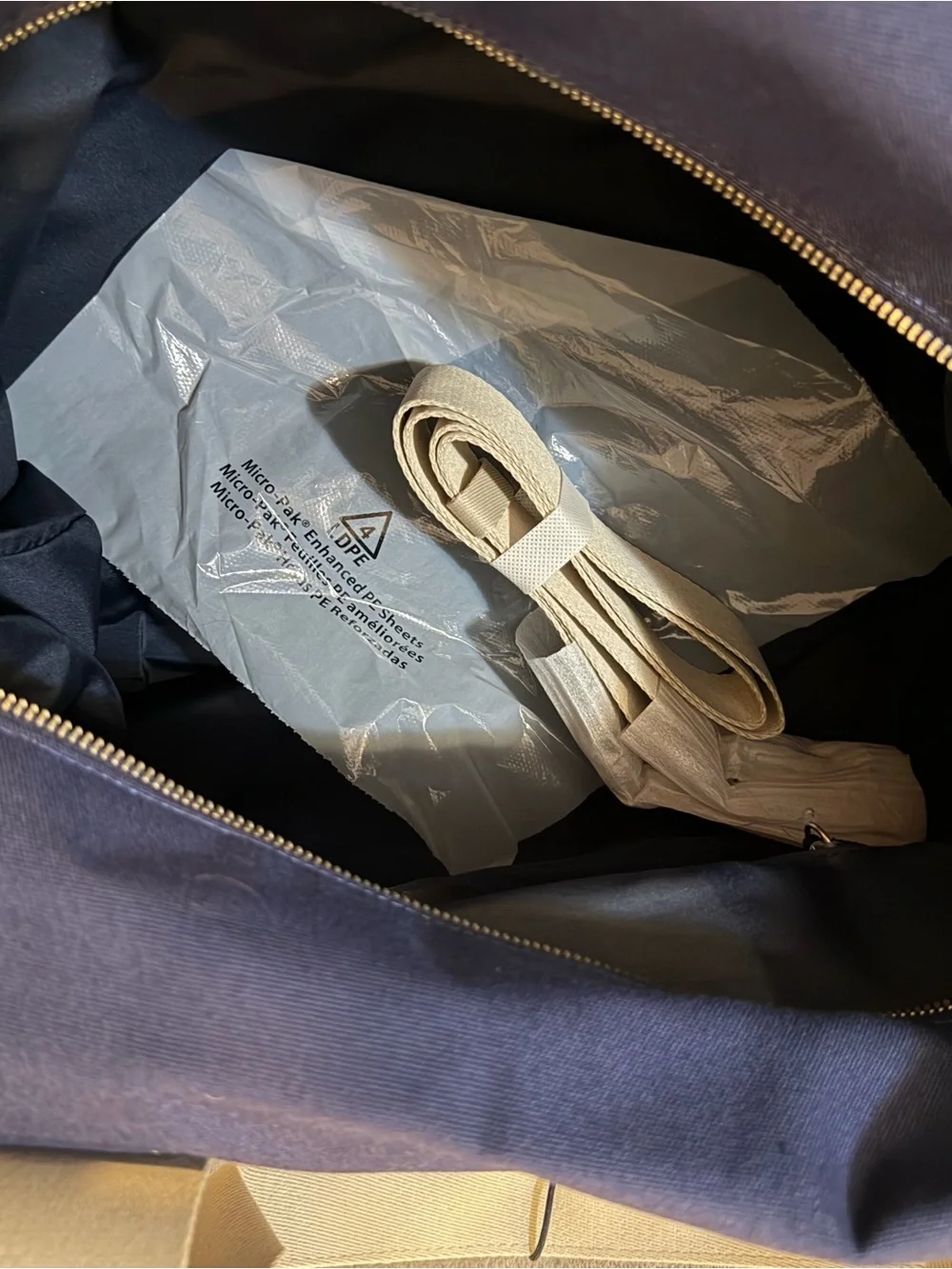 Tommy Hilfiger Navy Duffel with Cream Webbing Straps